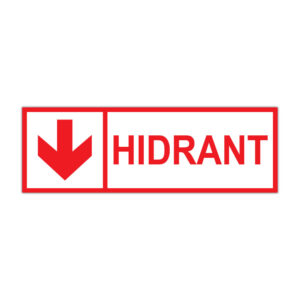 Indicator PSI Hidrant cu săgeată în jos, roșu pe fundal alb