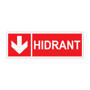 Indicator PSI Hidrant cu săgeată în jos, fundal roșu și text alb