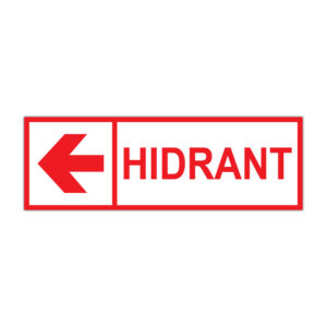 Indicator PSI Hidrant cu săgeată spre stânga, roșu pe fundal alb