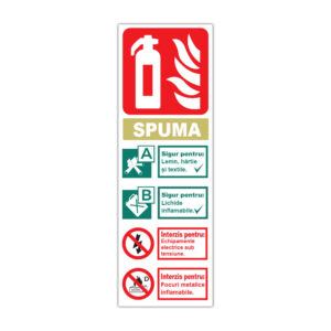 Indicator PSI stingător cu spumă, cu instrucțiuni de utilizare și interdicții
