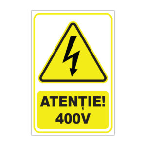 Indicator de avertizare Atenție 400V cu simbol pericol electric