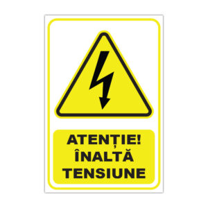 Indicator avertizare Atenție Înaltă tensiune pe fundal galben