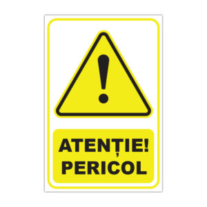 Indicator avertizare Atenție Pericol pe fundal galben cu simbol triunghiular de avertizare