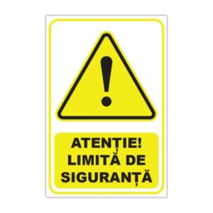 Indicator avertizare Atenție! Limită de siguranță pe fundal galben