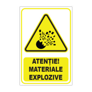 Indicator de avertizare Atenție Materiale explozive