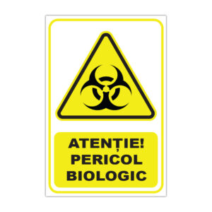 Indicator de avertizare Atenție Pericol biologic cu simbol biohazard