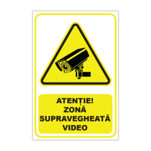 Indicator avertizare Atenție zonă supravegheată video cu simbol cameră