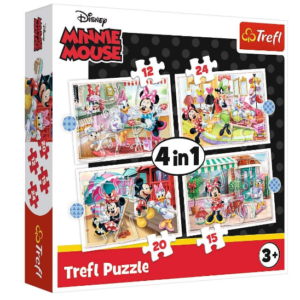 Puzzle 4 in 1 Minnie de la Trefl cu imagini colorate si distractive