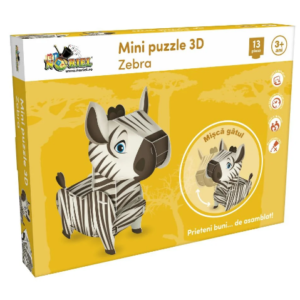 Mini Puzzle 3D în formă de zebra pentru copii, model Noriel