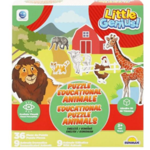 Puzzle educativ cu animale domestice și sălbatice multicolor pentru copii