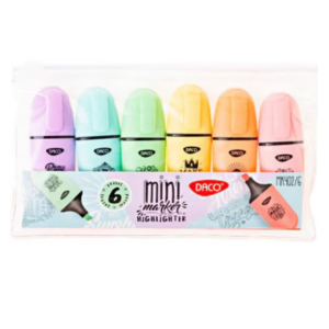 Set de 6 markere evidentiatoare mini pastel multicolor pentru scoala si birou