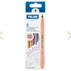 Set de 5 finelinere pastel Milan Sway cu vârf fin de 0.4mm în etui practică
