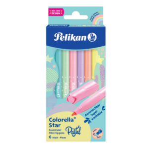 Set de 6 carioci multicolore Colorella Star C302 Pelikan cu varf rotund rezistent