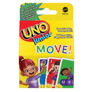 Joc de societate Uno Junior Move multicolor cu cărți colorate pentru copii