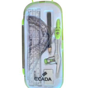 Trusa geometrie din plastic verde model 40701 de la Ecada pentru școală și birou
