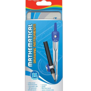 Trusă geometrie metal albastru KEYROAD T955 pentru școală și birou