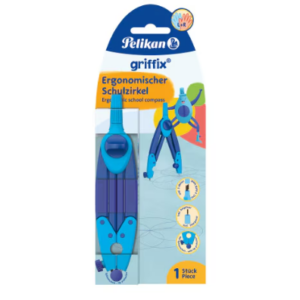 Compas scolar ergonomic albastru Pelikan din seria Griffix pentru desen geometric