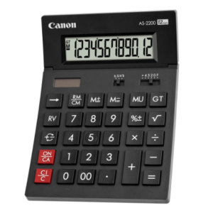 Calculator de birou Canon AS-2200 cu 12 cifre, culoare negru