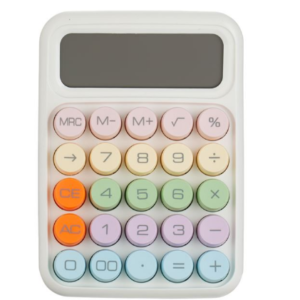 Calculator alb cu taste colorate și 12 cifre pentru birou