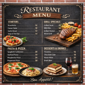 Panou reclamă meniu restaurant din PVC Forex 5 mm Model 1