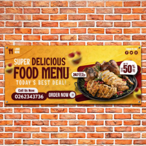 Banner personalizat Food Menu pentru restaurant, fast-food sau livrări