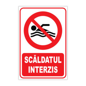 Indicator Scăldatul Interzis, semn de interzicere pentru zone de scăldat