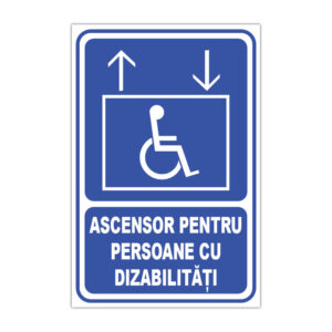 Indicator albastru Ascensor pentru persoane cu dizabilități