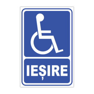 Indicator Ieșire pentru persoane cu dizabilități, fundal albastru