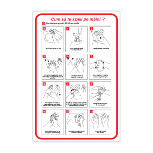 Indicator informare Cum să te speli pe mâini cu instrucțiuni ilustrate