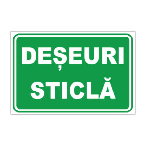 Indicator informare Deșeuri Sticlă verde cu text alb