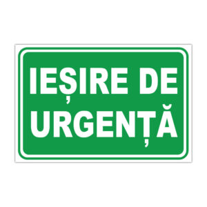 Indicator informare Ieșire de urgență verde cu text alb
