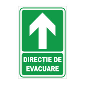 Indicator verde Direcție de evacuare cu săgeată în sus