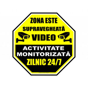 Semn indicator zona este supravegheată video activitate monitorizată zilnic 24/7