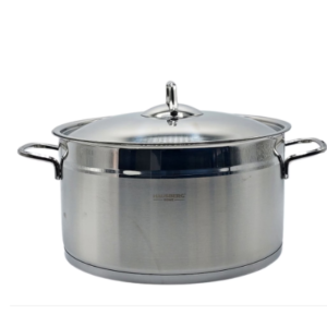 Oala din inox argintiu cu capac, capacitate 8.5 litri și diametru 26 cm