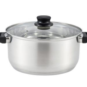 Oală inox de 24 cm cu capac din sticlă pentru inducție, model Hausberg HB-H EKO 784