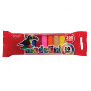 Set plastilină Modelini Daco cu 10 culori multicolore, 200 grame