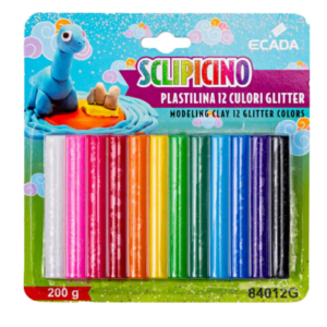 Set de plastilină multicolor cu 12 culori glitter Ecada pentru activități creative
