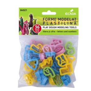 Set forme modelat plastilină cu litere și cifre multicolor Ecada