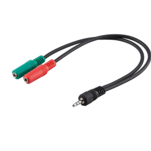 Cablu audio 4 pini jack 3,5mm tata la 2x jack 3,5mm stereo mama, 0,2m Goobay
