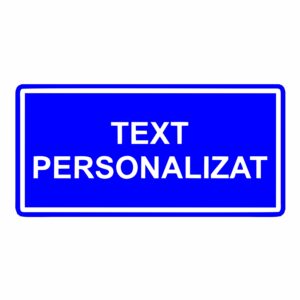 Indicator stradal personalizat TEXT cu fundal albastru și text alb