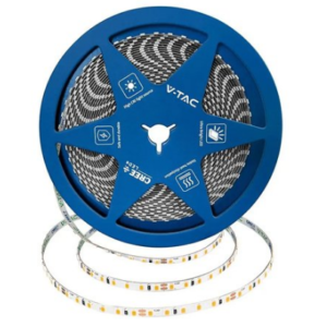 Banda LED V-TAC 5MM 8W pe metru cu lumină alb caldă 3000K pe rola de 10 metri