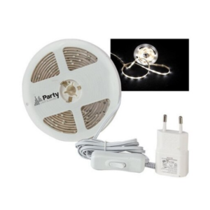 Banda led Party 3m cu lumina alb neutru 4000k și alimentator pentru iluminat interior și exterior