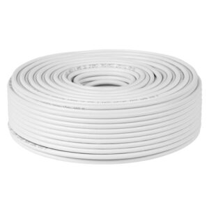 Cablu coaxial RG6 alb cu conductor din sârmă de cupru pe rola de 100 metri