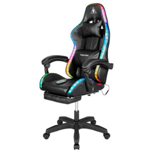 Scaun gaming GX-150 negru cu iluminare LED și funcție masaj