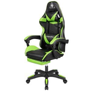 Scaun gaming GX-150 verde cu spătar reglabil și perne confortabile