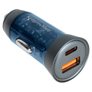 Incarcator auto USB Type C si USB A albastru cu putere 43W Kruger&Matz