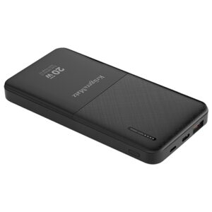 Power bank portabil negru cu capacitate 10000mAh și multiple porturi de încărcare