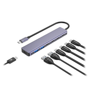 Hub USB-C 7 în 1 din aluminiu cu multiple porturi și încărcare rapidă