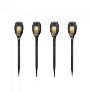 Pachet 4 lampi solare LED efect Flacara, incarcare solara pentru gradina IP44 3 in 1, 1w, lumina alb cald
