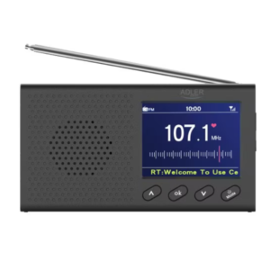Radio Portabil, Adler, AD1198, Bluetooth 5.0, Baterie Incorporata 1200mAh, Ecran LCD Color 2.4 Inch, Memorie 20 Statii FM, Tuner FM/AM, Redare Muzica, Boxa Integrata, Design Compact